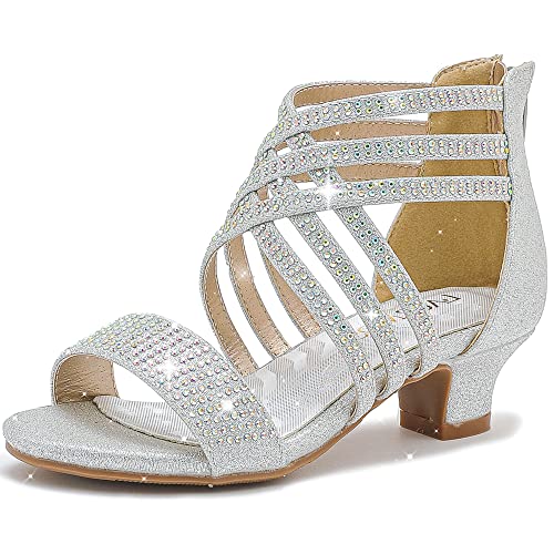 Image of LAURMOSA Little Girls Sandals High Heels Formal Shoes Open Toe Pump Sandals Glitter Party Wedding Shoes for Big Kids Toddler