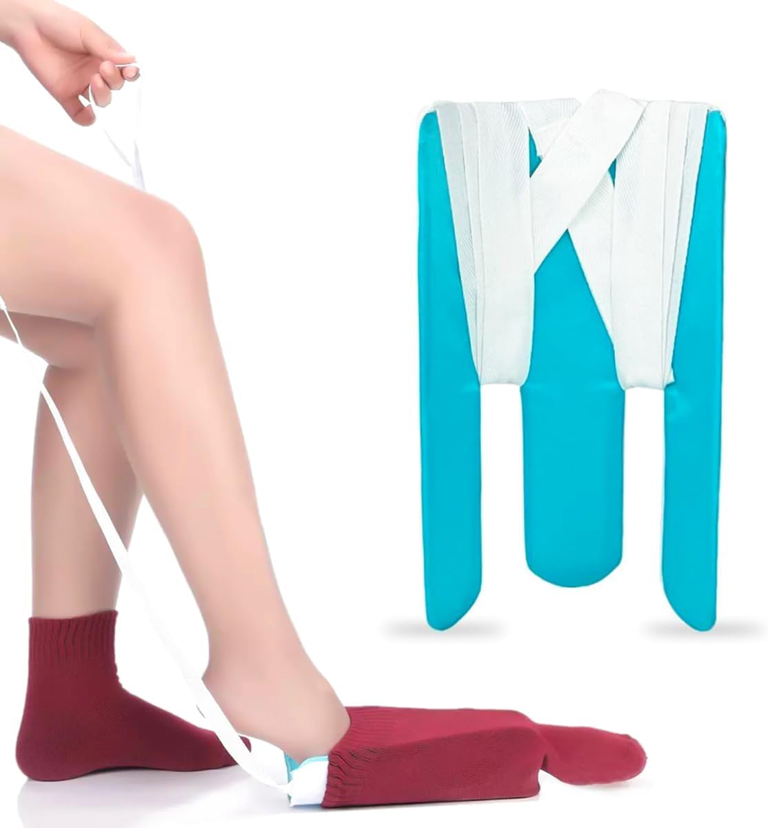 Sock Slider for the Elderly, Aid Device for Socks and Easy to Carry, Sock Support, Aid for Threading Socks for the Elderly or People with Reduced Mobility Without Bending Down