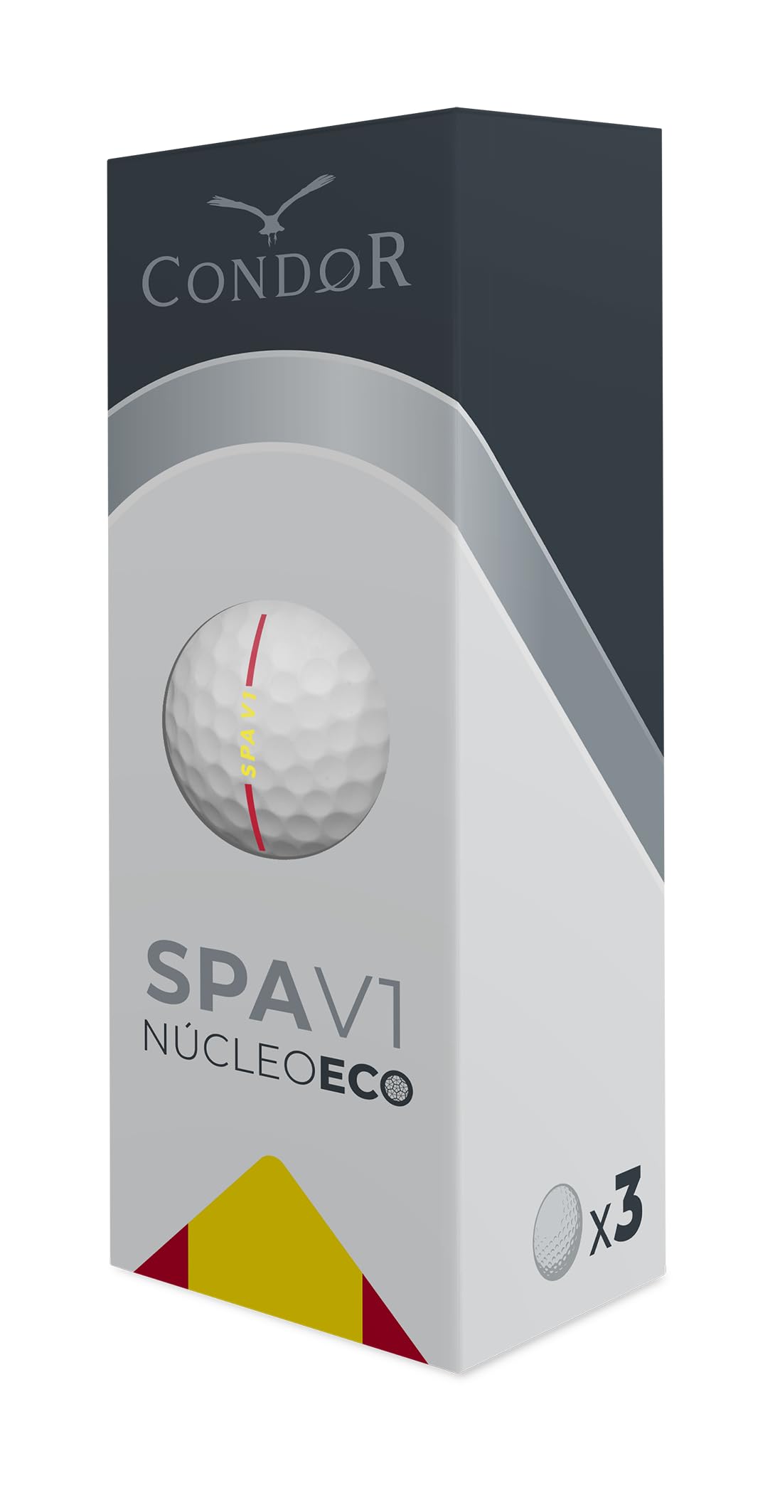 Condor Golf - Golf Boll Spa V1 - High-Performance Golf Ball - Eco Core - Conçu pour la Distance et Le contrôle - Fabrication espagnole - 3 Pack de 3