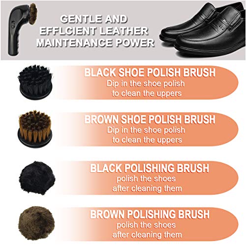 Electric Shoe Shine Kit, Portable Handheld Electric Shoe Polisher Brush Shoe Shiner Dust Cleaner Wireless Leather Care Kit for Shoes, Bags, Sofa