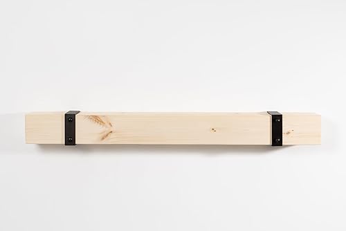 MANTELSDIRECT Pinecliffe - Estante flotante de madera para chimenea de 48 pulgadas, sin terminar, estante de pared de madera envejecida con correas