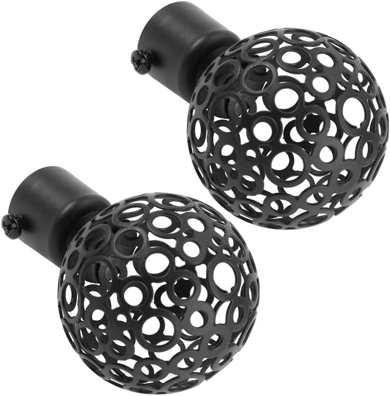 2 x Decorative Curtain Pole Finials for Home Black