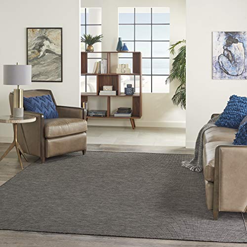 Nourison Positano Indoor/Outdoor Charcoal 6' X 9' Area Rug, Easy Cleaning, Non Shedding, Bed Room, Living Room, Dining Room, Backyard, Deck, Patio (6X9) #TOP2
