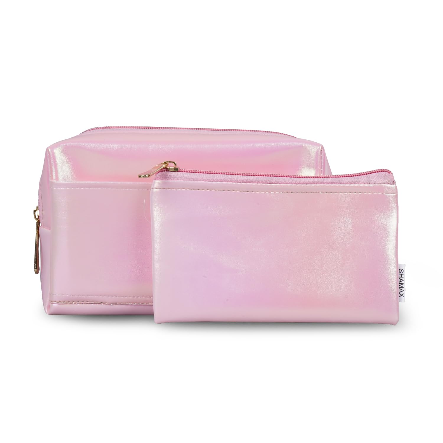 Shamax® Pouches, Makeup Organizer, Cosmetic Travel Organizer Pouch,Zipper Closure Portable Makeup Pouch, Stationery Bag for Students Girls Adults Office with Pockets, Toiletry Bag(Pack of 2) (Pink) Shamax® Pouches, Makeup Organizer, Cosmetic Travel Organizer Pouch,Zipper Closure Portable Makeup Pouch, Stationery Bag for Students Girls Adults Office with Pockets, Toiletry Bag(Pack of 2) (Pink)