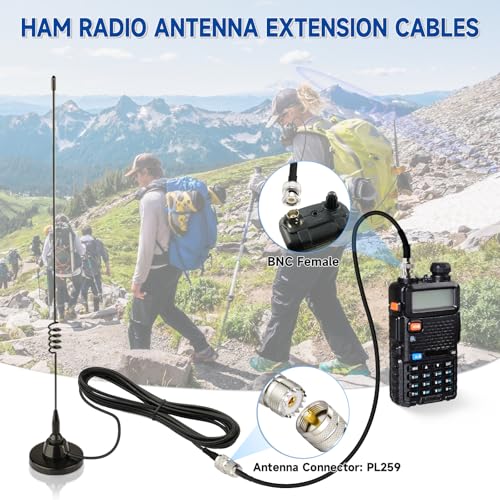 Cable coaxial RG58 BNC macho a SO239 hembra UHF de 50 ohmios para antena de radioaficionado de 3 pies 4