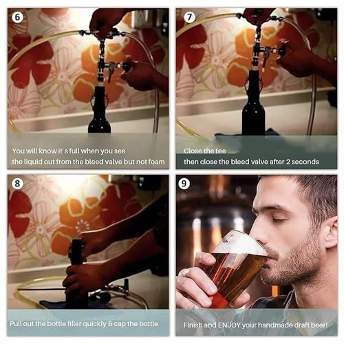 Gegendruck-Flaschenfüller für Bier und Wein - Manuelle Flaschenfüllmaschine mit Lufteinlass und Schaumauslass