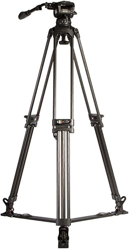 Miniatura 6 de Ikan Trípode de video de fibra de carbono de 2 etapas con cabezal panorámico fluido/inclinación GH10L, altura máxima: 63 ″, cuenco de 3.937 in,