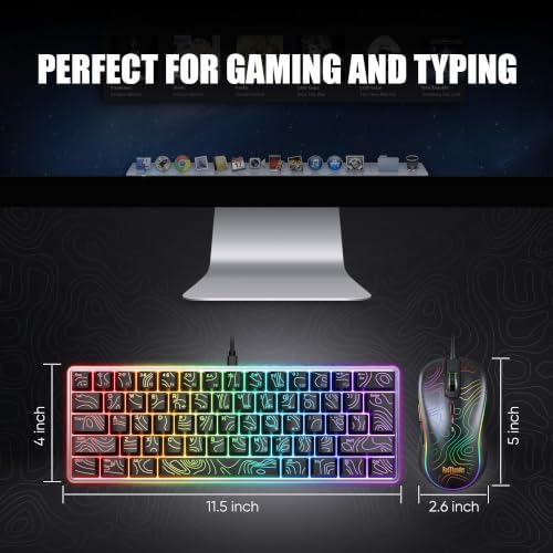 RedThunder 60% Gaming Wired Keyboard and Mouse Combo, Ultra-Compact 61 Keys RGB Backlit Mini Keyboard, Lightweight 7200 DPI Optical Mouse, RGB Gaming Set for PC MAC PS5 Xbox Gamer(Black Contour Line) — 사진 7