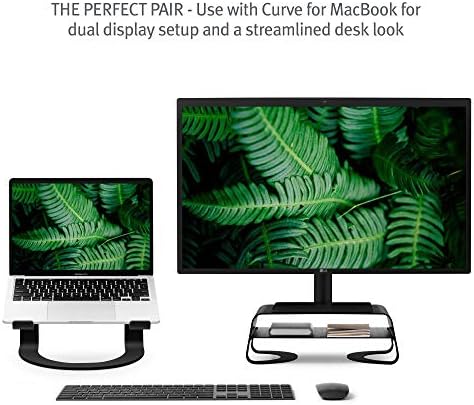Twelve South Curve Riser Monitor Stand | Ergonomic desktop stand with storage shelf for iMac and Displays, matte black