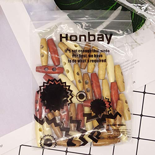 Honbay 40Pcs 2 Holes Olive Shape Sewing Wood Toggle Buttons For Clothes #TOP5