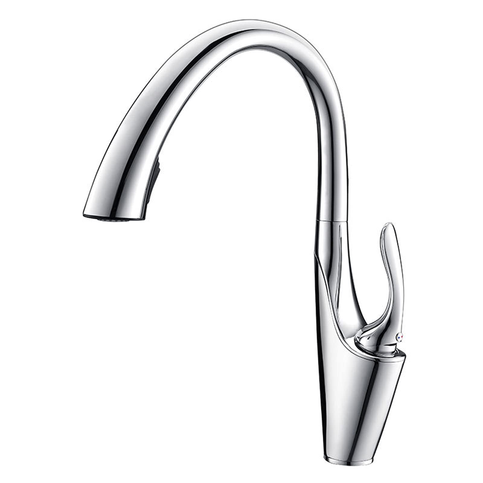 ZYCHSJXA Kitchen Bath Taps Pull Out Faucet Swivel High Arc Sink with Down Sprayer Single Handle Brass Mixer for Hot and Cold Water,Chrome