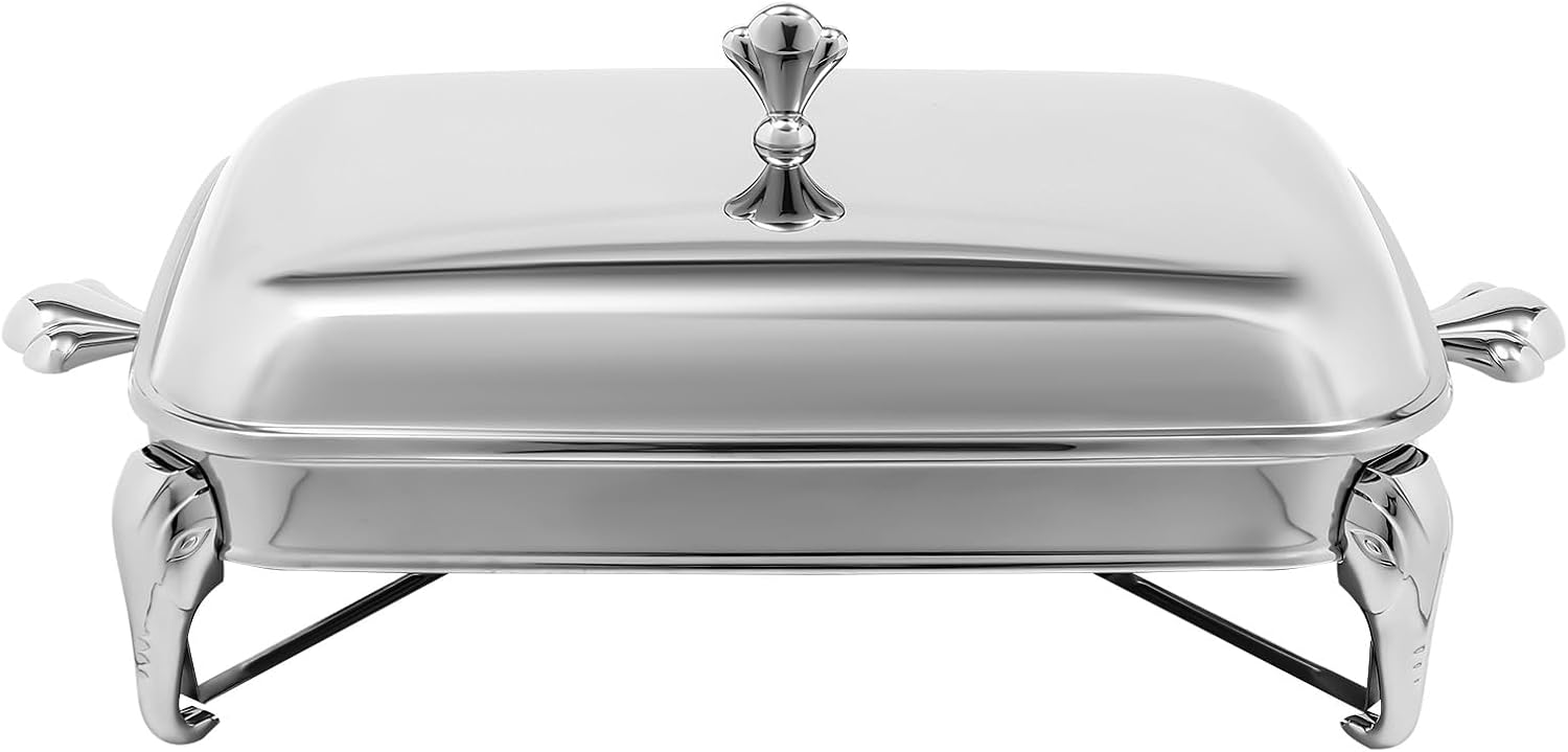 Fetcoi Juego de bufé de platos de 2.6 cuartos de galón  Servidores y calentadores de bufé de acero inoxidable, platos de roce para horno, calentador