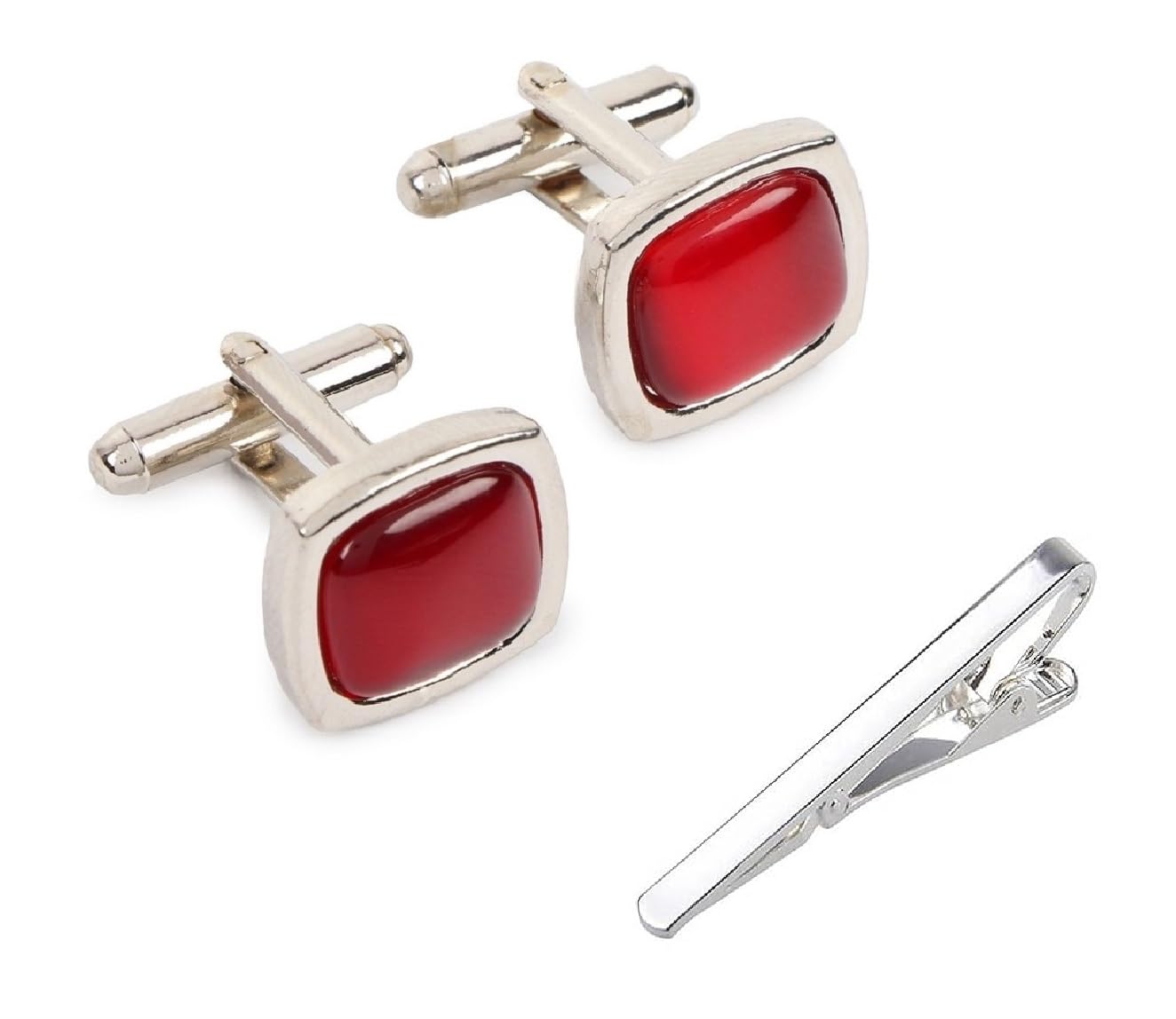 fashmade “where fashion is made” Stainless Steel Red Cufflink With Silver Tie Pin for Men – Durable, Perfect for Shirts – Includes Elegant Velvet Pouch-picture-22