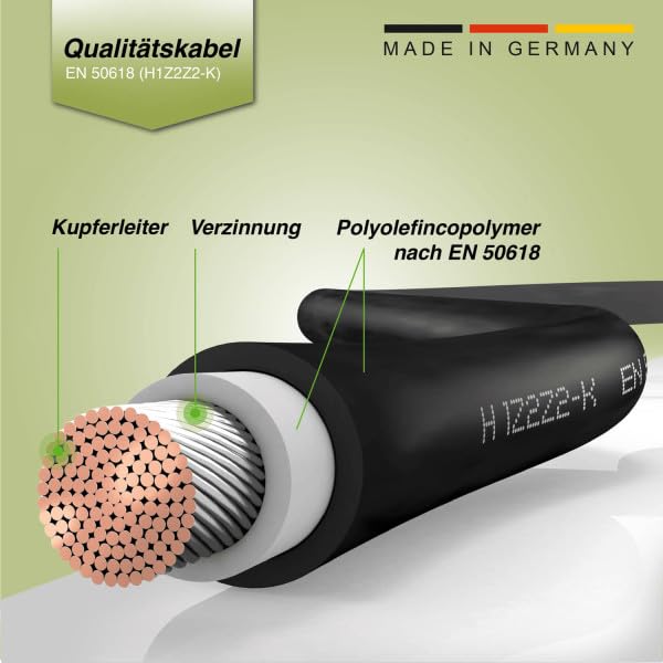 solartronics Doppelpack Solarkabel 4mm² 12m mit Solarstecker Rot/Schwarz | PV Kabel Verlängerung für Solarpanel, H1Z2Z2-K, UV-Beständig, Halogenfrei, Flexibel, TÜV Rheinland, Made in Germany, 4x12m