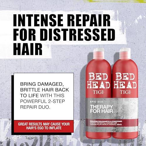 Foto von Bed Head by TIGI | Resurrection Shampoo und Conditioner Set | Haarpflege für sprödes und strapaziertes Haar | Kraftvolle, regenerierende Pflegeformel | 2 x 750 ml