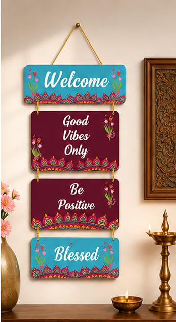 Image of Motivational Quote Wall Hanging for Home Decor | What You Think You Become, What You Feel You Attract, What You Imagine You Create MDF Wooden Wall Art | Office, Living Room & Meditation Decor (WH-22)