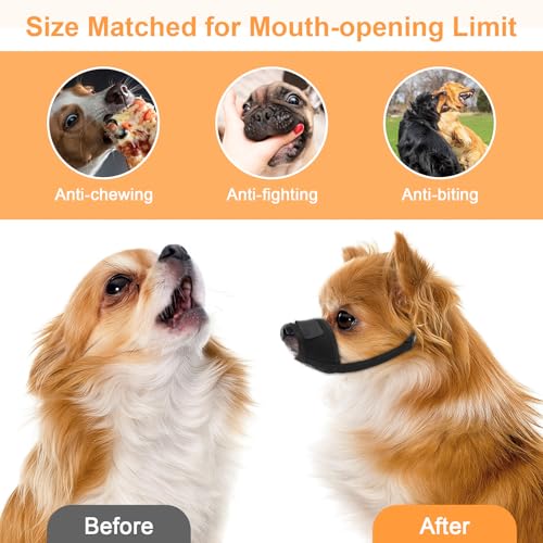 Hund Maulkorb, Soft Mesh Maulkörbe Für Hunde, Verstellbare Schlaufe, Atmungsaktiver Nylon Hundemaulkorb für Kleine, Mittlere Hunde Verhindert Das Beißen, Kauen Und Bellen (S)