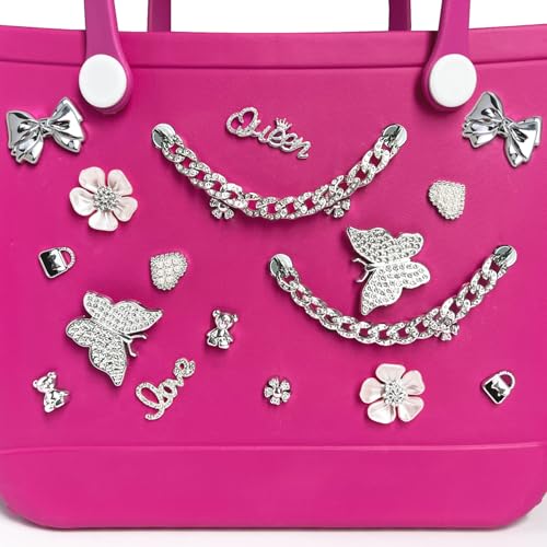Image of Charms for Bogg Bag,Pearls,Butterfly Flowers and Chain for Bogg Bag Accessories Charms(20 pcs)