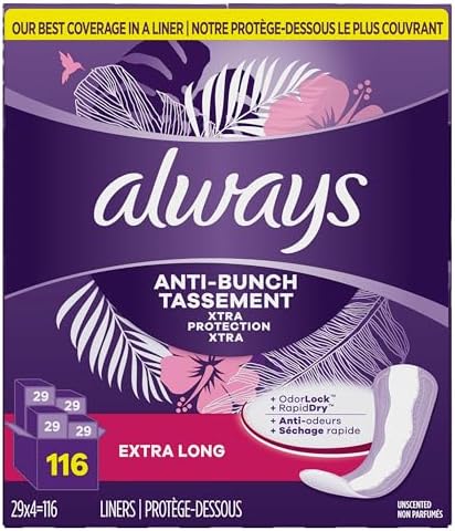 Always Anti-Bunch Xtra ProteCountion Daily Liners, Extra Long Length, Unscented, 116 Count — view 11