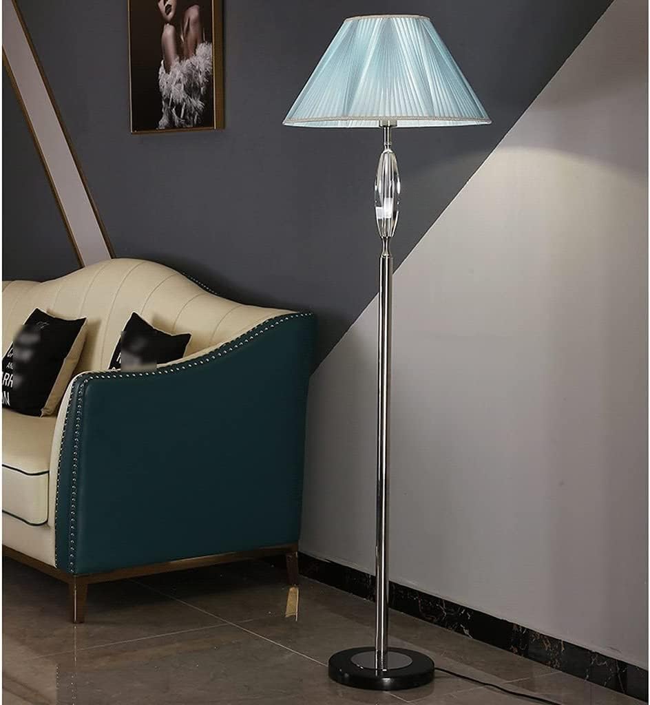 Elegante vloerlamp kristallen decoratie blauwe eenvoudige staande lamp met zwarte marmeren voet hoge paal lamp decor hoge lampen