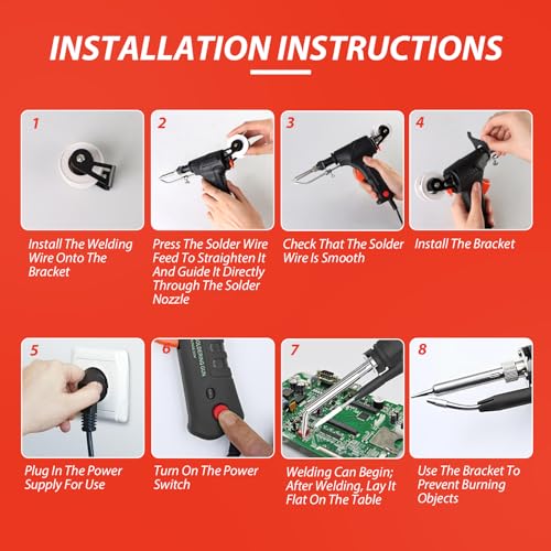 Internally Heated Industrial Welding Tools, Versatile Portable Manual Soldering Gun, Welding Tool Set with Solder Wire Rolls for Industrial Home - Thumbnail 7