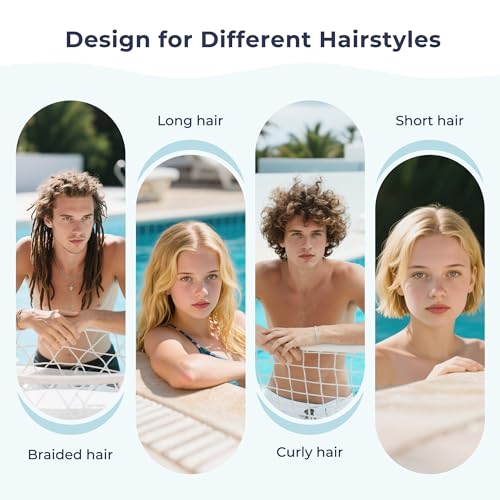 Image of Firesara Fabric Swim Cap, High Elasticity Swimming Cap Keeps Hair Clean Breathable Fit Both Long Hair Short Hair, Swim Caps Woman Girls Men Kids One Size Hat
