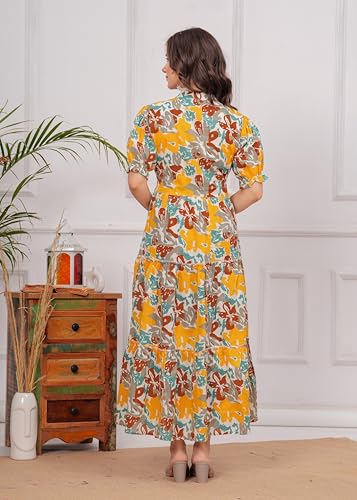 Image of Kuruti B Sheets Women's Cotton Floral Printed Regular Fit Anarkali Kurta for Women