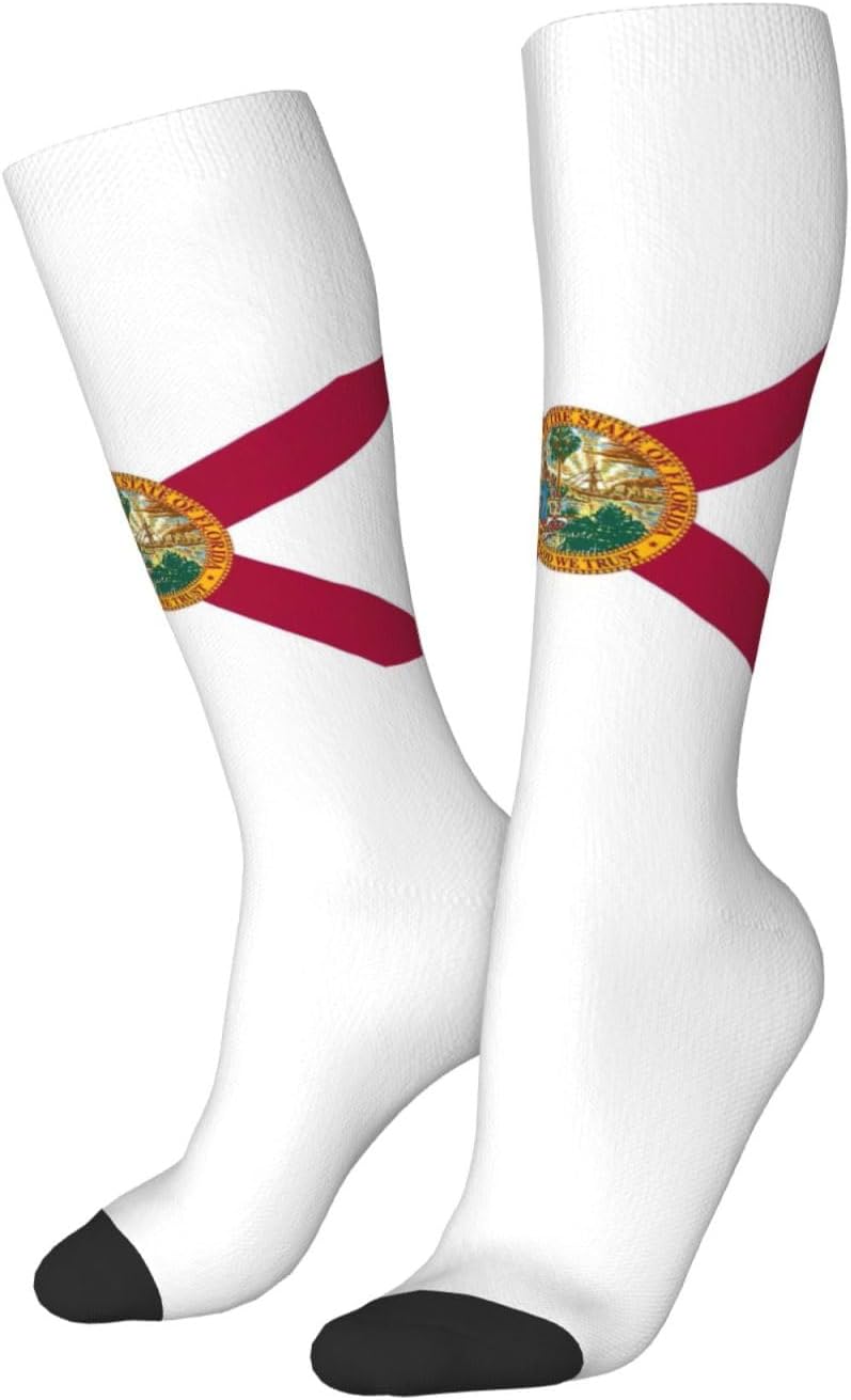 Florida State Flag Print Adult Socks, Elastic Stretch Socks,Soft Breathable For Daily Sports Casual Wear