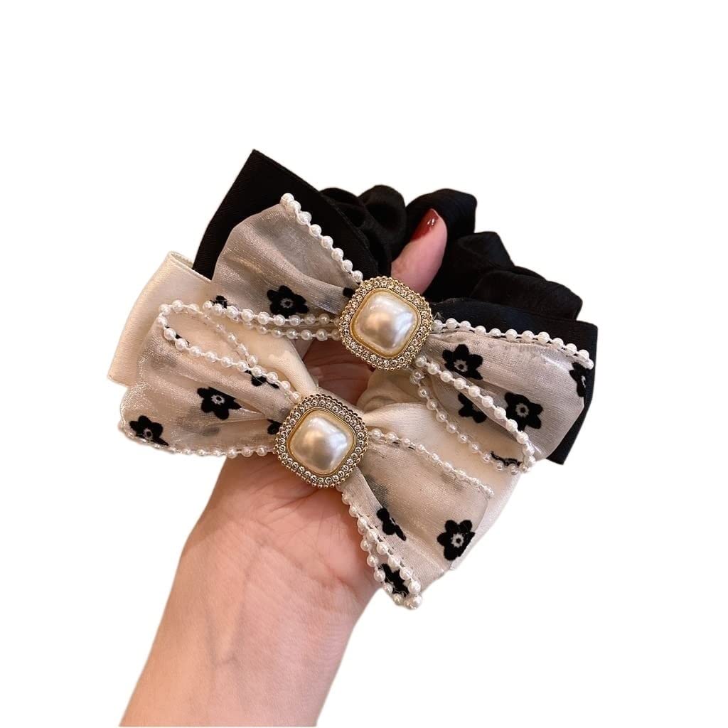 Feste Elastici Capelli 2pcs Ragazza Capelli Bowknot Scrunchie Ciondolo Perla Cravatte Per Porta Cavallo Elastici Per Decorazione