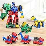 Eohemeral 6-in-1 Dinosaur Transforming Robot Toys Set,STEM Toy Combine Dinosaur Transform into Robot,Party Birthday Educational Gifts for Kids Age 3 4 5 6 7 8 9 10 Years Old Boys Girls