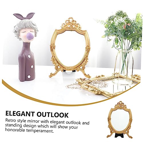Miroir de maquillage rétro HD avec base stable et finitions moulées - 6