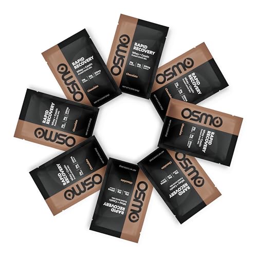 Image of Osmo Rapid Recovery - Whey & Micellar Casein Protein Powder Blend with Carbohydrates & Caffeine, All Natural Ingredients, Enables Muscle Repair & Boosts Glycogen Restoration - Chocolate, 8 Servings