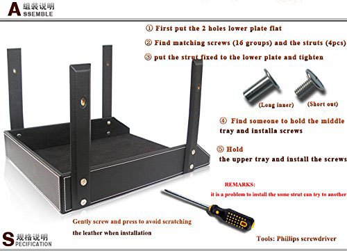 Kingfom Letter Tray, Leather Paper Organizer Tray, Wooden Desk File Holder, Desktop File, Stackable Magazine Holder, Mail Sorter, Great For Home Or Office - 2 Level Brown #TOP6