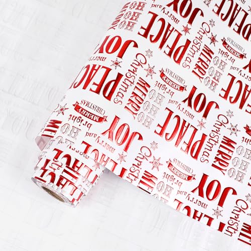KIMOBER Rollo de papel de regalo de Navidad, 17 pulgadas x 33 pies, papel de aluminio en relieve 3D con líneas de corte en el reverso (estilo en relieve)