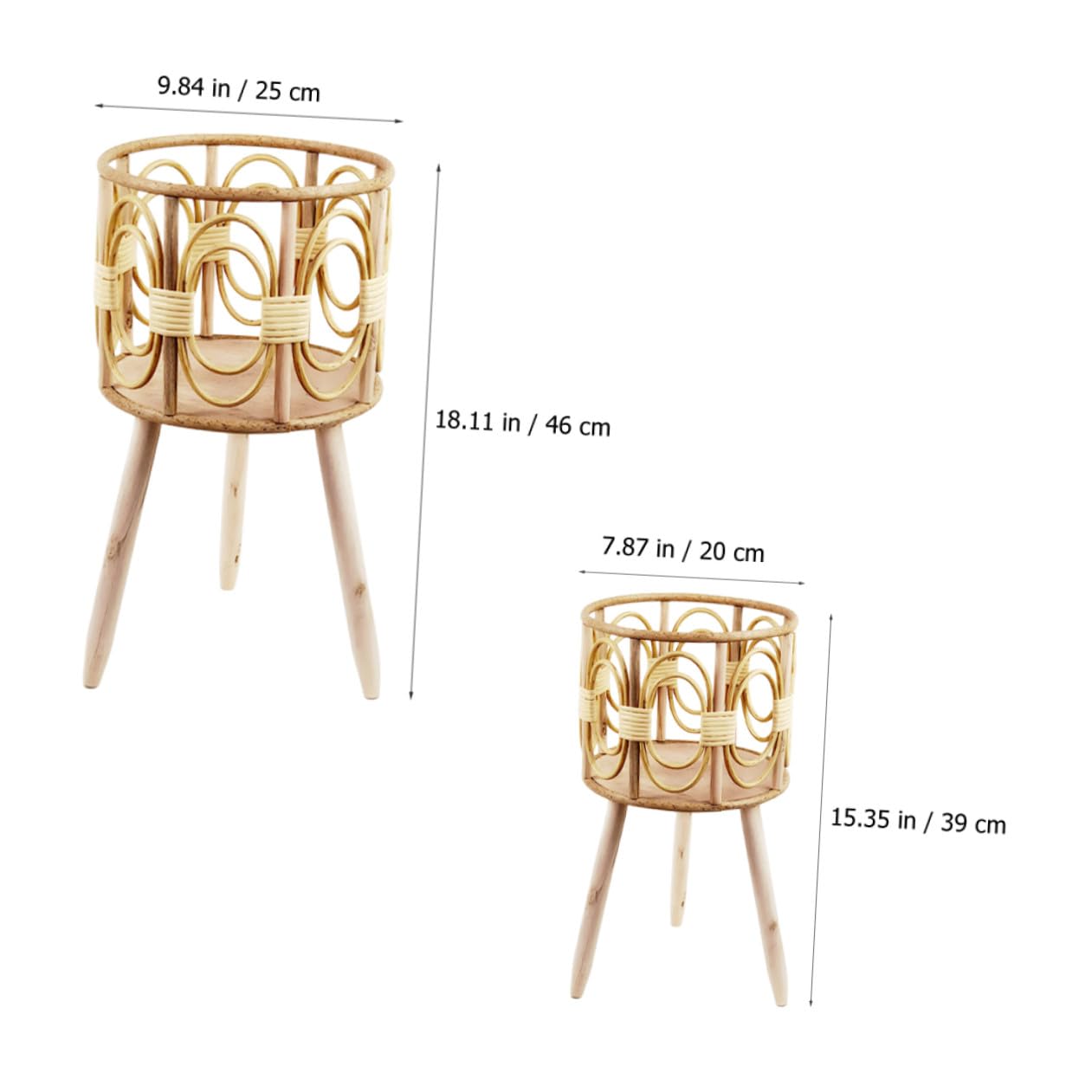 Estante de Madera para Macetas Estructura Resistente y Patas de Apoyo, Soporte para Plantas en Maceta Adecuado para Patio U Oficina, Pack de 2 Piezas