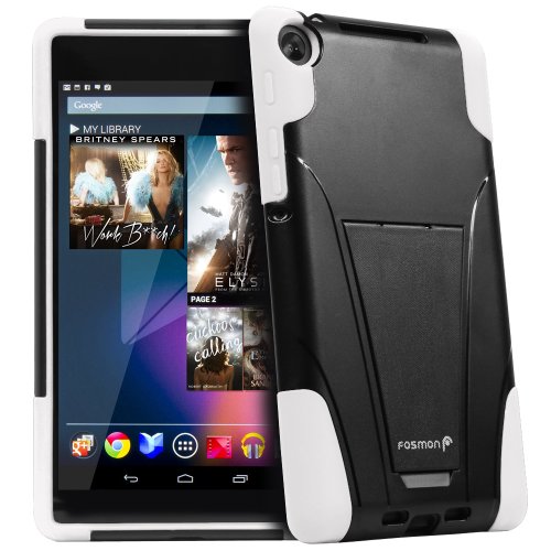 Fosmon HYBO-V Detachable Hybrid TPU + PC Kickstand Case for Google Nexus 7 FHD Tablet (2nd Generation, 2013) (White / Black)