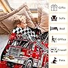 FLEXIMX Blanket for Boys, Personalized Fire Truck Throw Blanket Gifts for Kids Boys Age 6-8, 40"x50" Cute Custom Flannel Blankets Gift for Son Cars Lovers Lightweight Throws for Couch Sofa Bed Decor #3
