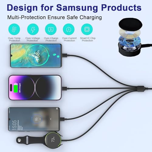 Image of BESTOR Universal 4-in-2 USB-A /PD Input Charging Cable with Smart Watches, 8 Pin, USB Type C, Micro USB and Magnetic Connectors for fast charging, 20W Fast PD Multi Charging Cable (1.2 /6ft)