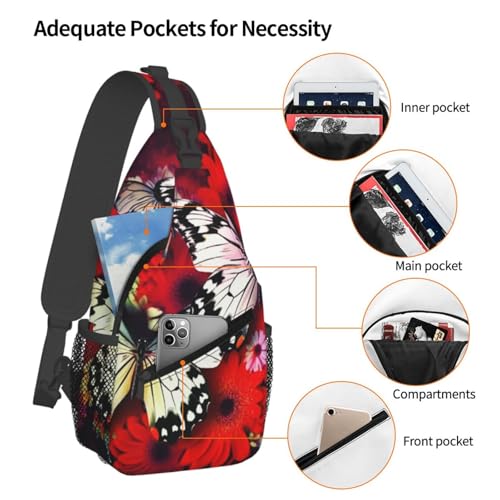 Bolso Sling para Hombre y Mujer con Estampado de Mariposas miniatura 3