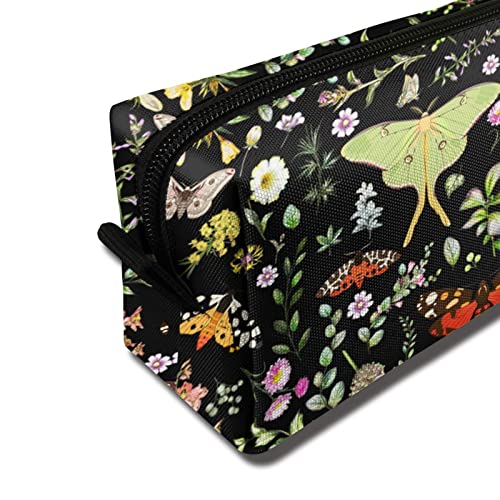 Butterflies Moths Flower Makeup Bag For Women, Portable Cosmetic Bag Zipper Pouch Travel Toiletry Organizer Bag2