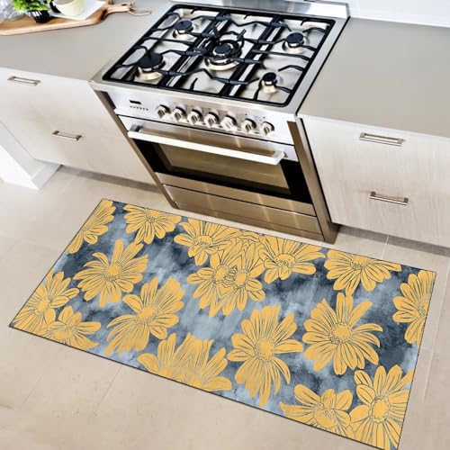 Alfombra para cocina y pasillos largos con diseño vintage transitable y base segura 2