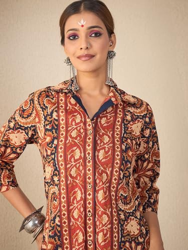 Image of WineRed Women Green Paisley Print Hi-Low Co-ord Set