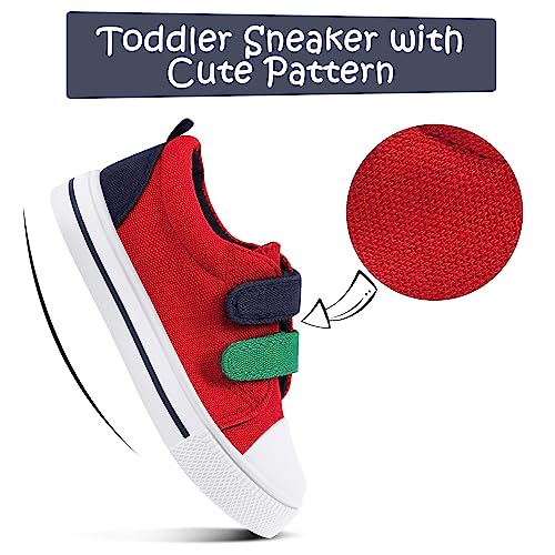 Image of K KomForme Toddler Boys & Girls Shoes Kids Canvas Sneakers with Cartoon Dual Hook and Loops