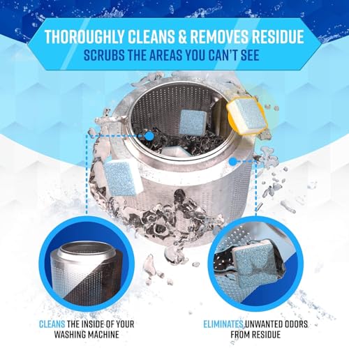 Image of Washing Machine Cleaner Tablets (24 Tablets) | Drum & Pipe Deep Cleaner |Removes Odour, Limescale & Residue | For Front Load & Top Load Fully Automatic Washing Machines | Fresh Scent (Fresh)