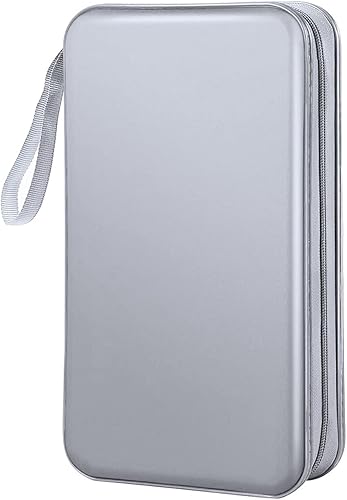 Bivisen Caja de CD Billetera, 80 Capacidad DVD VCD Medios Blu-ray Caso Cartera Titular Organizador de Almacenamiento (Plata)