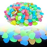 munloo 100 Piezas Piedras Luminosas, Piedras Coloridas Guijarros Luminosas Piedras Fluorescentes Decorativas para Acuarios Jardín Decoración de Pasillos