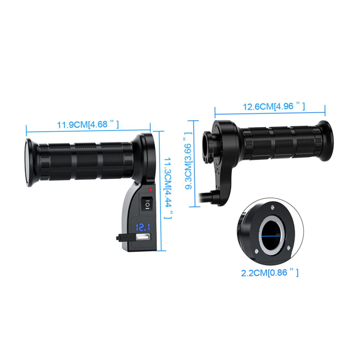 Didiseaon Funda para Puños Calefactables de Motocicleta 12v Pantalla Digital, Instalación y Temperatura Ajustable para Scooter y Atv, Material Nylon y Tpu