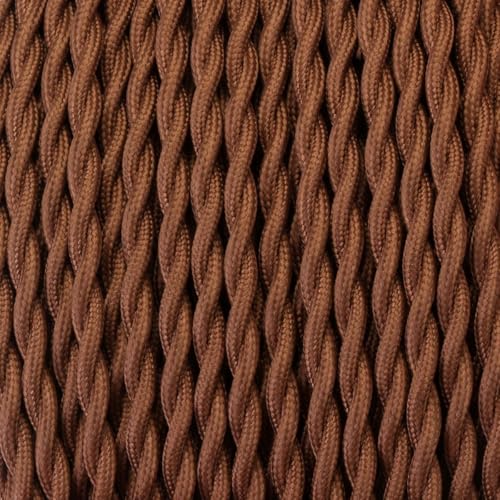 Image of 16.4ft 18 Cloth Covered Electrical Wire 5m Vintage Style 18-Gauge Twisted Braided Cord for Antique Lamps DIY Lighting Projects Chandeliers Home Decor (2 Core Twisted - Brown)
