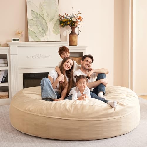 Image of HABUTWAY XX-Large Bean Bag Chair: Giant 7' Memory Foam Furniture Bean Bag Chairs for Adults with Microfiber Cover 7Ft (Khaki)