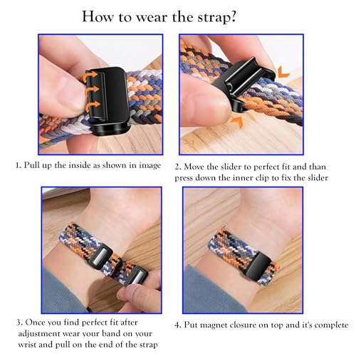 Image of ACM Watch Strap Woven Braided Magnetic 22mm compatible with Fastrack Xtreme Pro Smartwatch Adjustable Belt Band